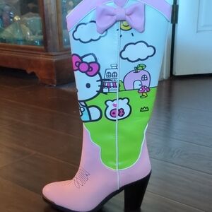 Hello Kitty Pink and Green Heeled Boots